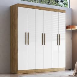 Closet 6 Puertas 2 Cajones 5 Repisas 180x200x47 cm Beige Roble - Xangai