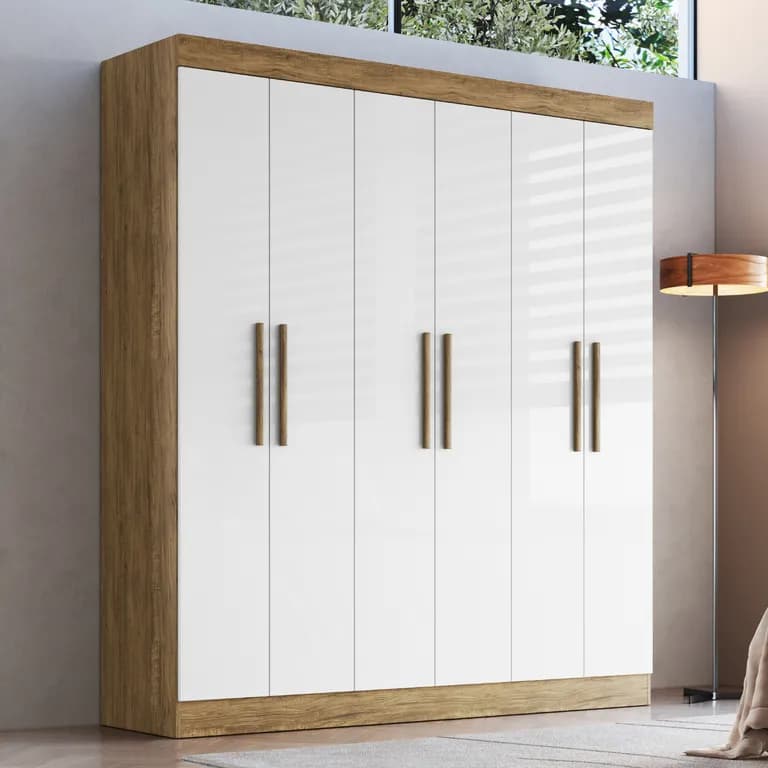 Closet 6 Puertas 2 Cajones 5 Repisas 180x200x47 cm Beige Roble - Xangai