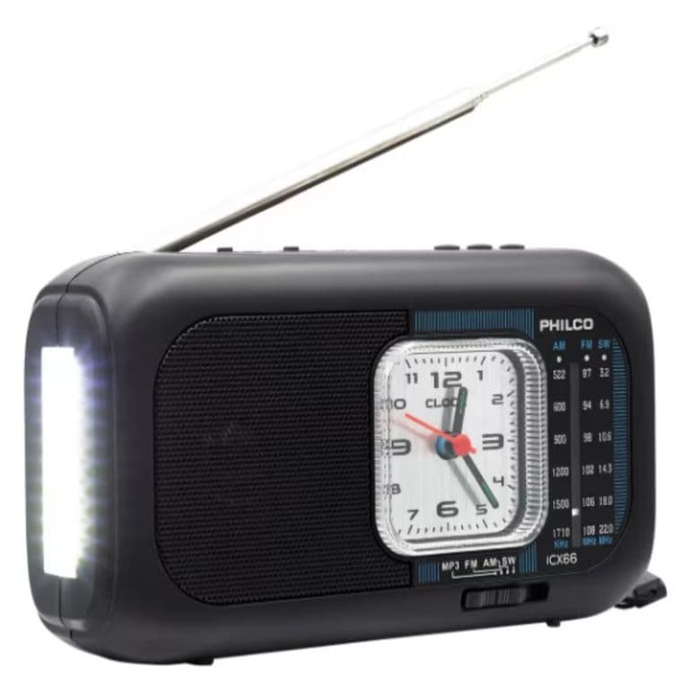 RADIO CON PANEL SOLAR DE EMERGENCIA ICX66 NEGRO