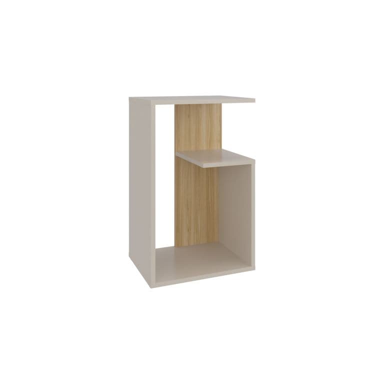 Mesa Lateral 634X398X30 Cm Beige Y Cafe Claro