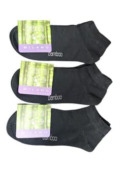 X6 Calcetas Cortas - Tobilleras Soquete Fibra De Bambu Para Mujer Negro 35-39