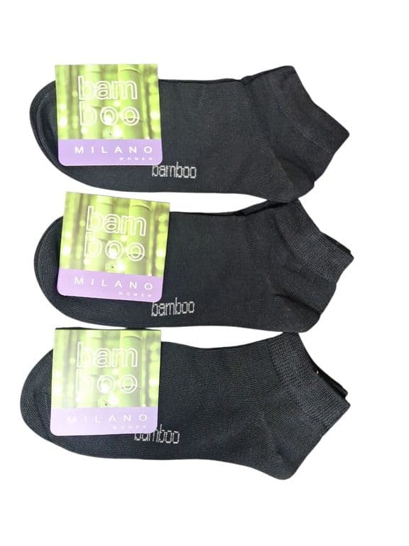 X6 Calcetas Cortas - Tobilleras Soquete Fibra De Bambu Para Mujer Negro 35-39