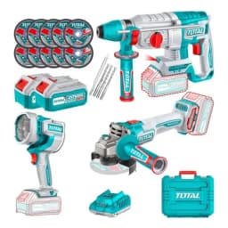 Kit Rotomartillo + Galletera Esmeril + Lampara 20v Total