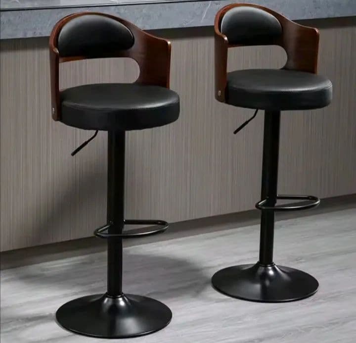 Pack 2 Sillas Bar De Luxe Madera con Respaldo Boscco Negro/Negro