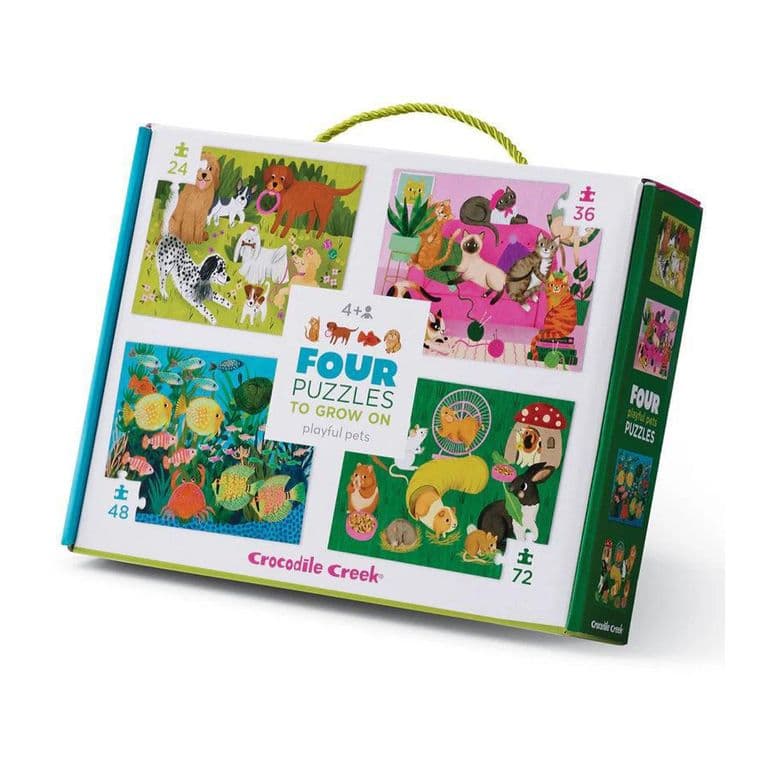 Cuatro Puzzles Mascotas Juguetonas