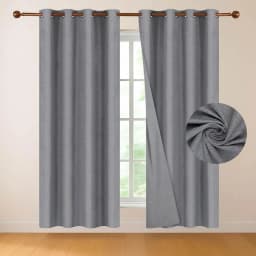 Cortina 100% Blackout 220x140 Look Lino Set 2 Panos - Gris oscuro - 220 x 140