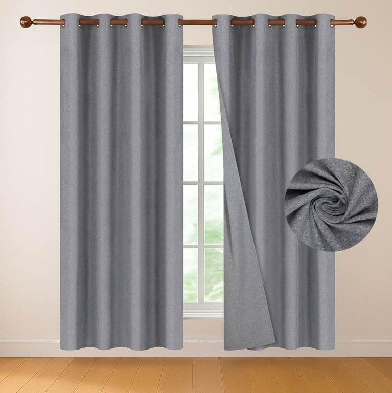 Cortina 100% Blackout 220x140 Look Lino Set 2 Panos - Gris oscuro - 220 x 140