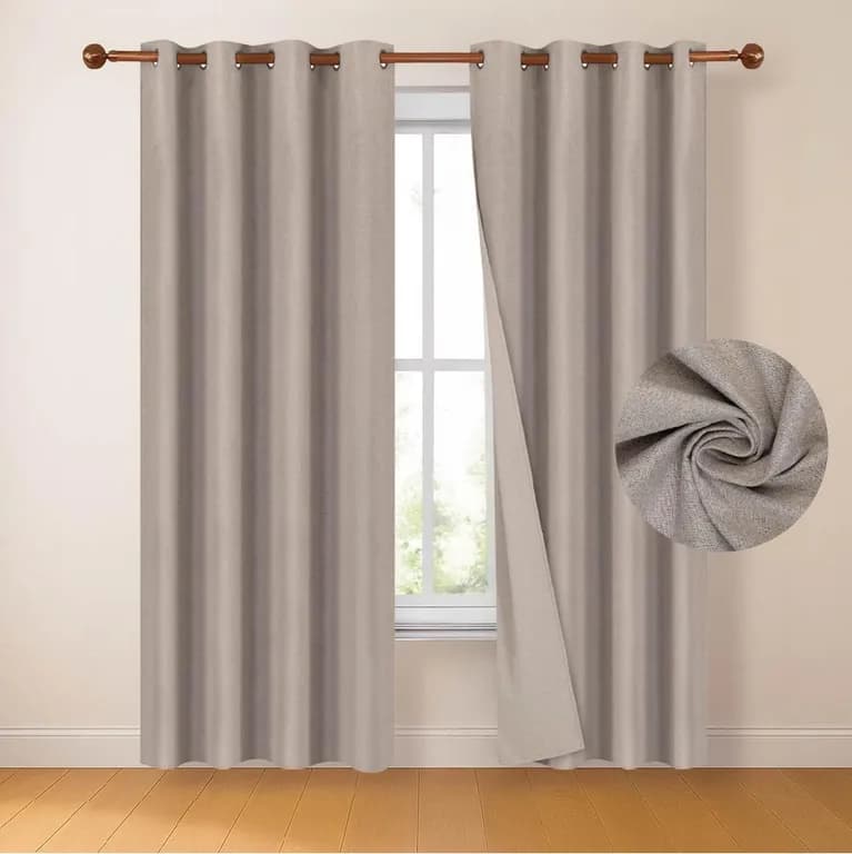 Cortina 100% Blackout 220x140 Look Lino Set 2 Panos - Beige - 220 x 140