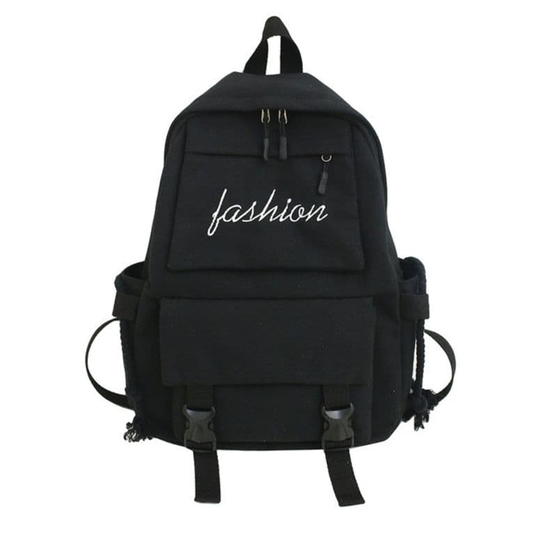 Bolso Mochila Coreana Casual Juvenil Diario Escolar Negro TALLA UNICA
