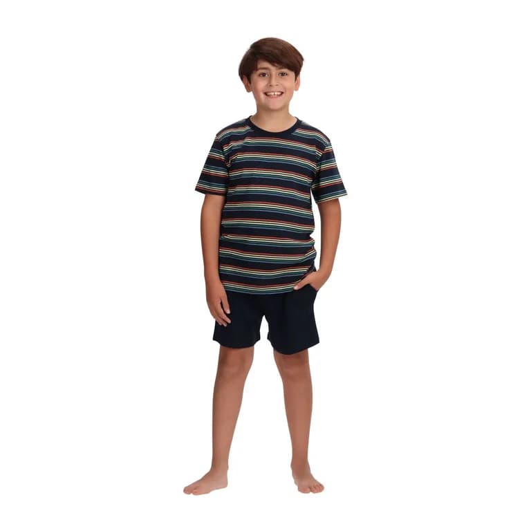 Pijama Corto Bambu Infantil Juvenil Azul 8