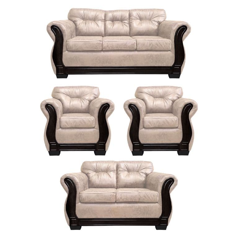 Living Con Resorte Estructural 7 Cuerpos Taurus 3+2+1+1 Envejecido Beige