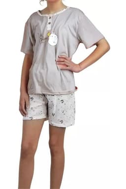 Pijama Nina Verano. Short Y Polera. Tallas. Disenos. 390 Gris 12