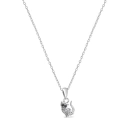 Collar con un Gato de 9mm con Circones de Plata 925 Joya Infantil Regalo Nina Plateado TALLA UNICA