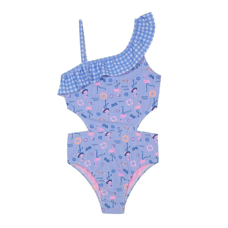 Traje de Bano Nina 1 Hombro Cut Out UV50 Celeste - Celeste Celeste 4