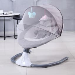 Cuna Bebe Mecedor Electrico 3 En 1 Musica Silla Mecedora - Gris