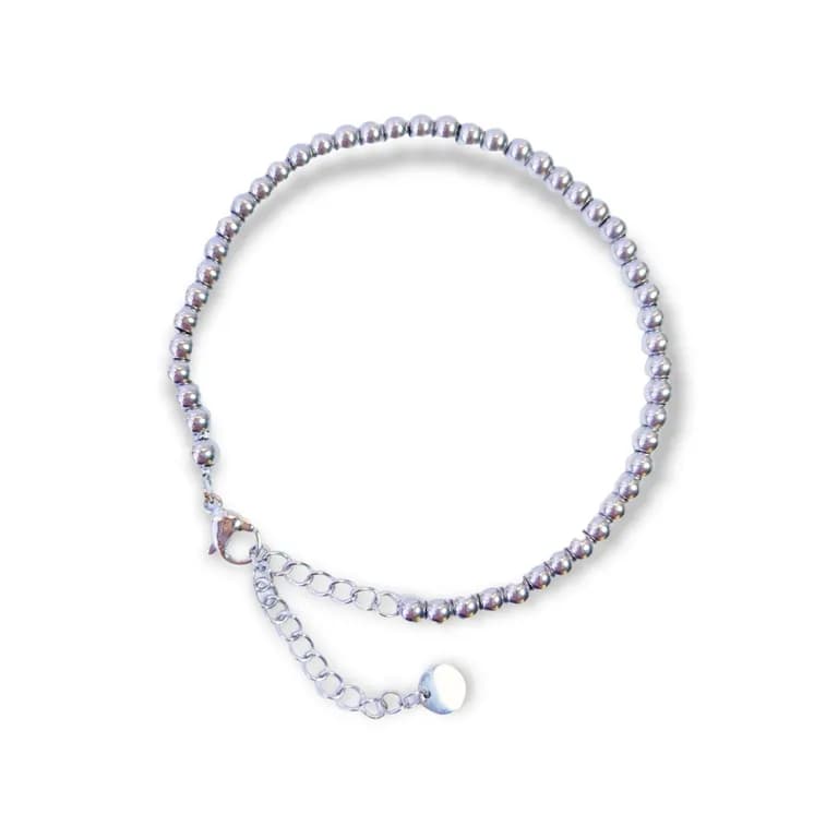 Pulsera Esfera 3mm Brazalete ajustable plateada unisex hipoalergenico Plateado TALLA UNICA