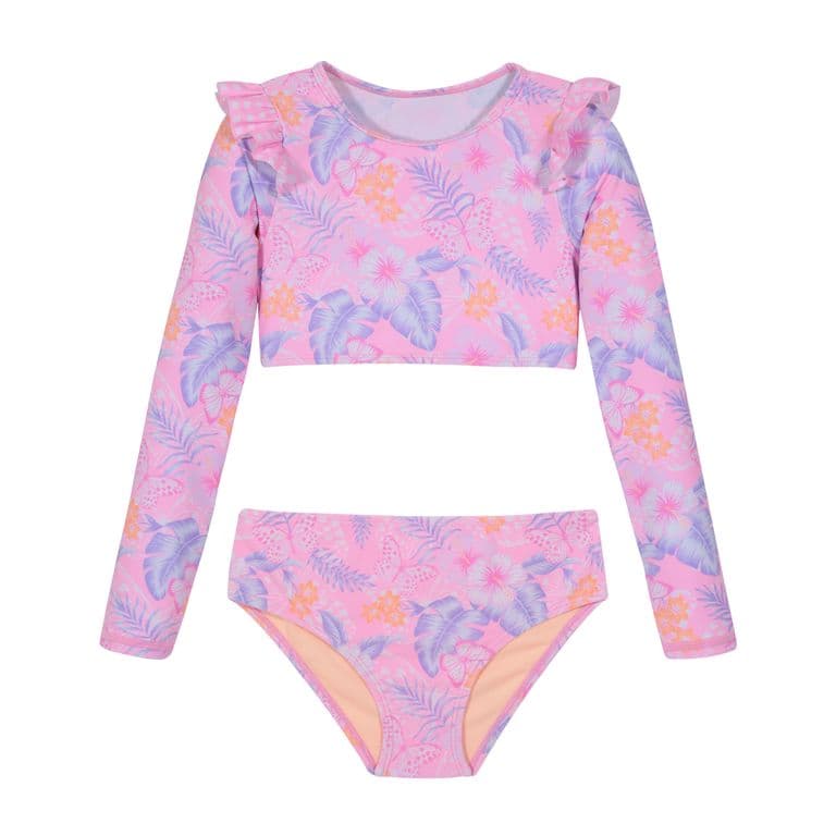 Traje de Bano Nina Tankini Crop Top UV50 Rosado - Rosa Rosa 4