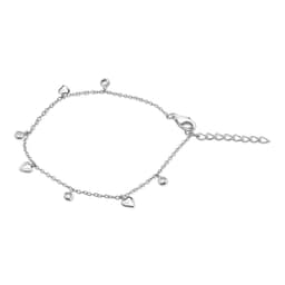 Pulsera con Corazones y Circones de Plata 925 Plateado TALLA UNICA