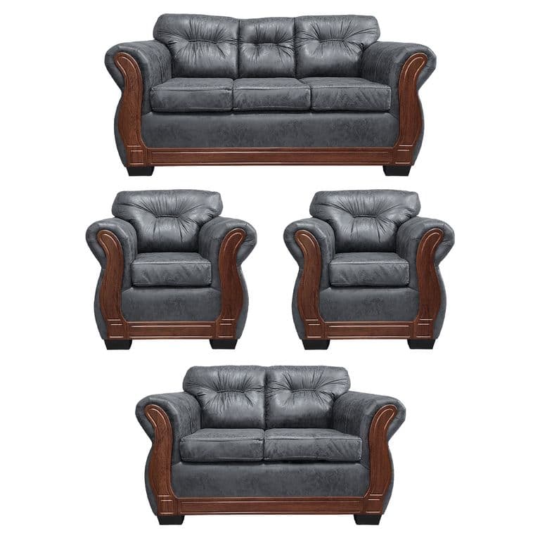 Living Con Respaldo Confortable 7 Cuerpos Taurus 3+2+1+1 Envejecido Cafe