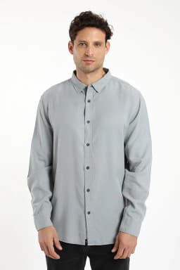 Camisa hombre manga larga street 100% algodon organico Celeste S