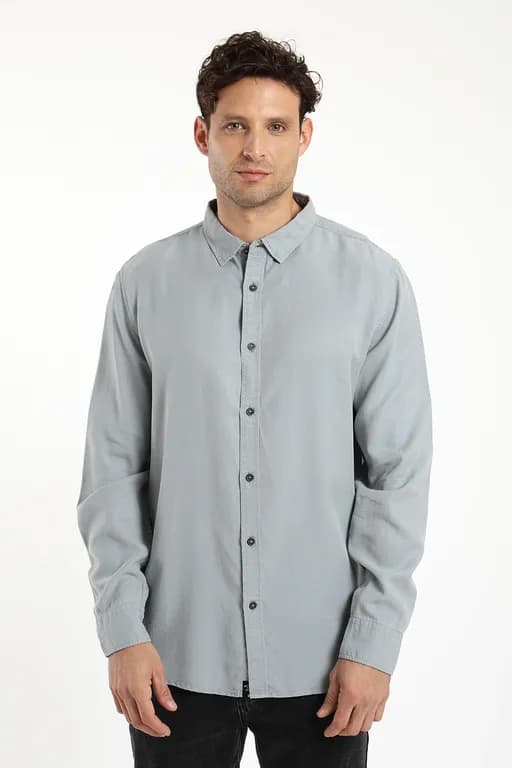 Camisa hombre manga larga street 100% algodon organico Celeste S