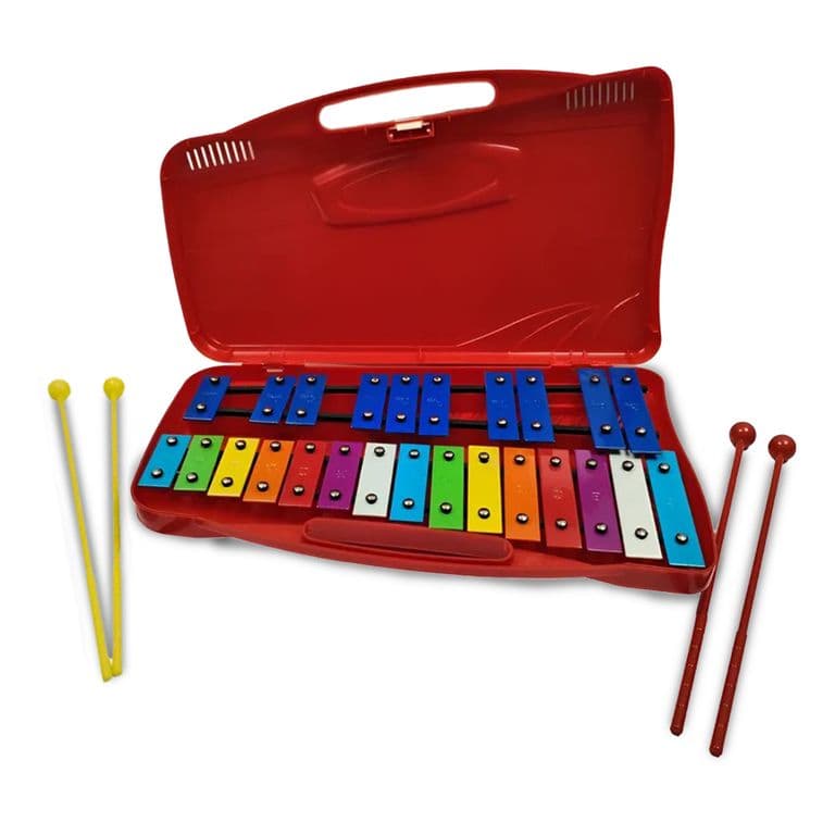 Metalofono Rojo 25 Notas Cromatico + Baquetas