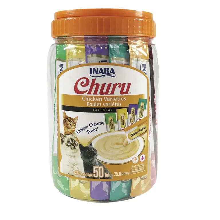 FRASCO CHURU GATO VARIEDADES SABOR POLLO 50 UND