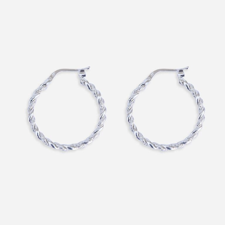 Aros Argollas de Plata Enroscadas 25 mm Plateado TALLA UNICA