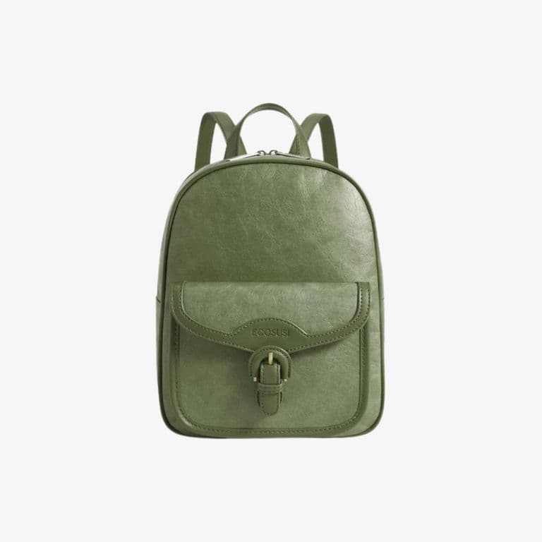 Mini Mochila Evelina Papel Lavable Ecologic 11 pul Verde Olivo