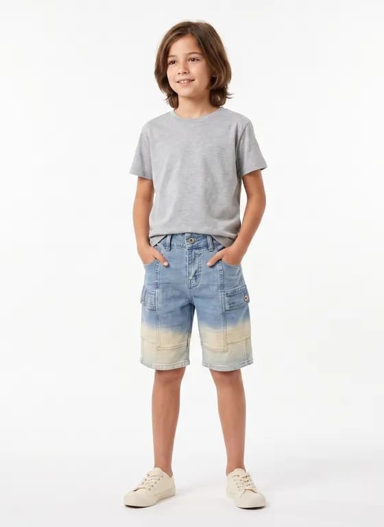 Shorts Bermuda Cargo Jean Denim Casual Con Estilo Azul 14