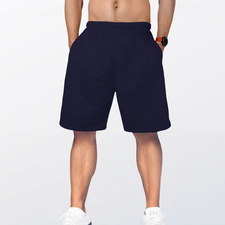 Short Buzo Hombre Recto 100% Algodon Confeccion Nacional Azul Marino L