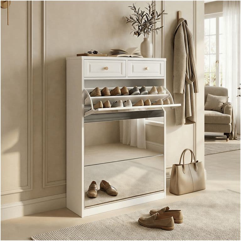 Zapatero Organizdaor Moderno Con Espejo 24 Pares 120x80x24cm