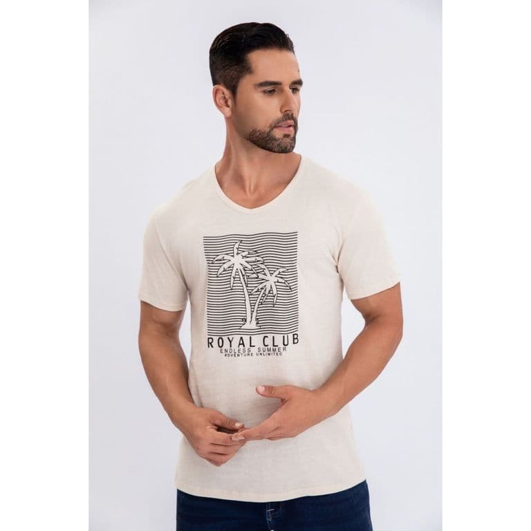 Polera Hombre Algodon Manga Corta Cuello Polo Disenos 6260 Beige XL
