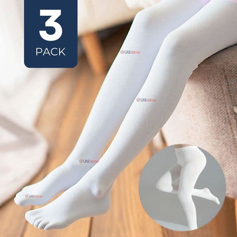 Pack 3 Ballerina Panty Primera Capa Nina Fiestas Patrias Blancas Blanco 3-4 ANOS