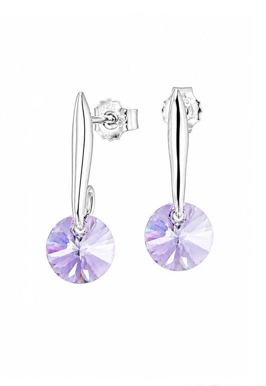 Aros Punto De Luz Plata 925 creado con cristales de Swarovski Violet Violeta TALLA UNICA