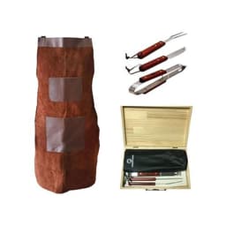 Set Parrillero Con Mandil De Cuero