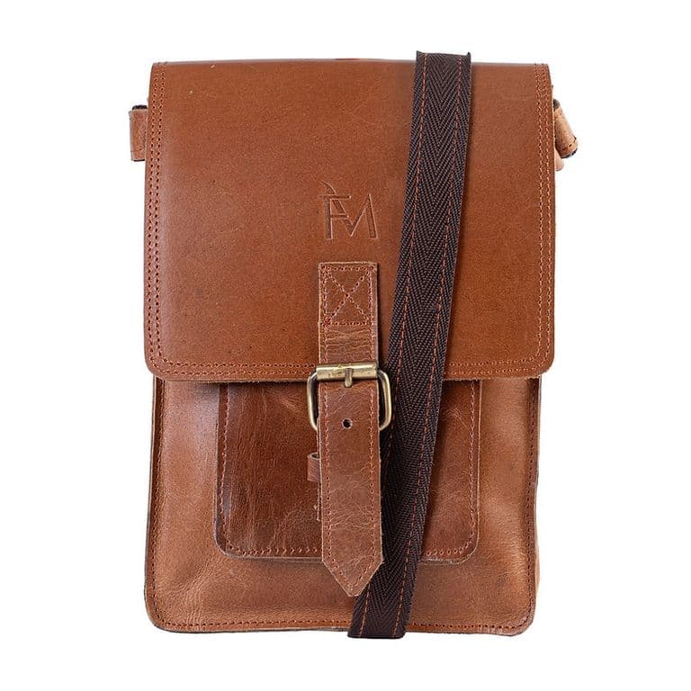 Bolso Bandolera de cuero natural color marron Marron Claro TALLA UNICA