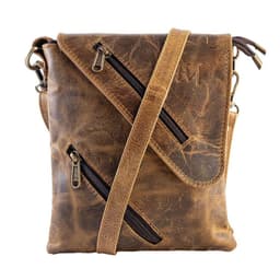 Bolso Bandolera de cuero color cafe estilo vintage rustico Marron Claro TALLA UNICA