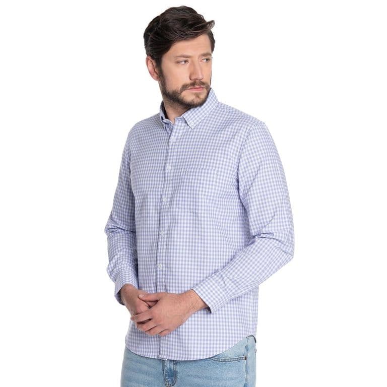 CAMISA HOMBRE CASUAL MANGA LARGA OXFORD CUADROS CORDOBA Lila M