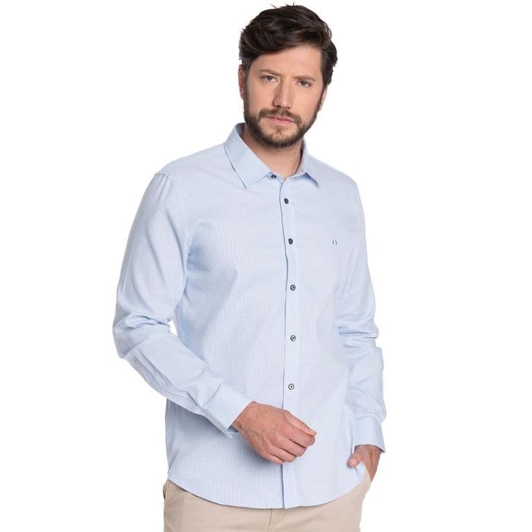 CAMISA HOMBRE CASUAL MANGA LARGA TEXTURADA GRANADA - Celeste S