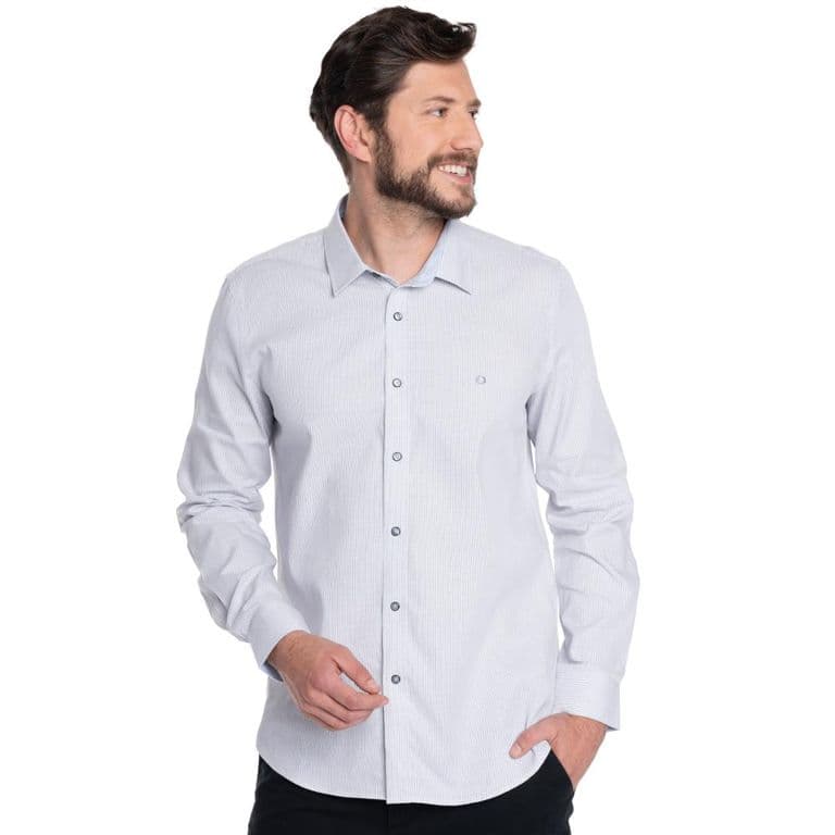 CAMISA HOMBRE CASUAL MANGA LARGA TEXTURADA GRANADA - Blanco M
