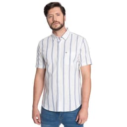 CAMISA HOMBRE MANGA CORTA LINO LISTADA CANTABRIA - Azul L