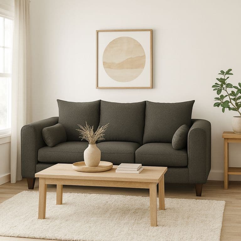 Sofa 3 Cuerpos Fager Gris Oscuro Tela  Confort y Estilo para tu Hogar Gris oscuro