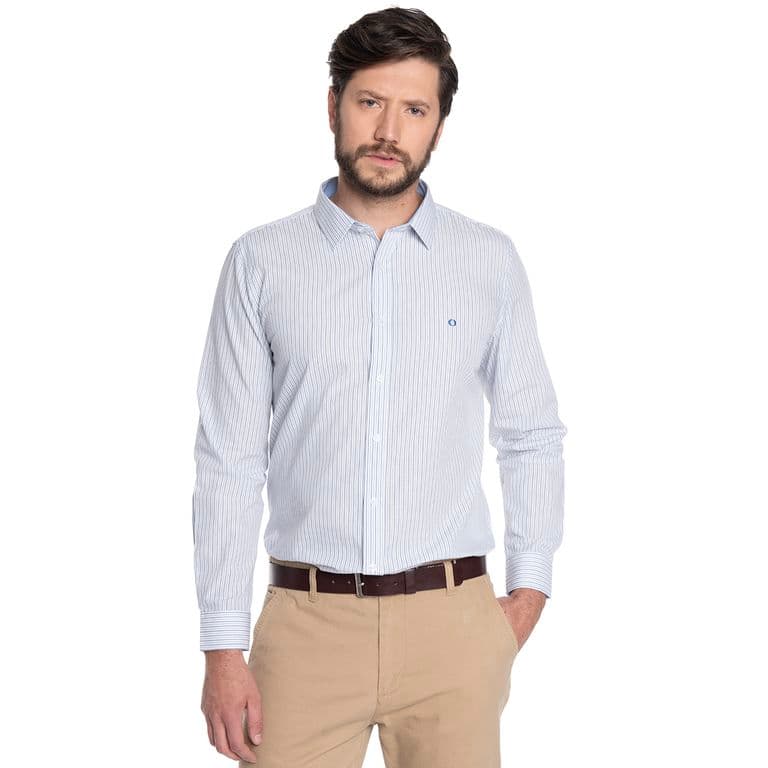 CAMISA HOMBRE FORMAL MANGA LARGA TREVIRA LISTADA BILBAO Blanco S