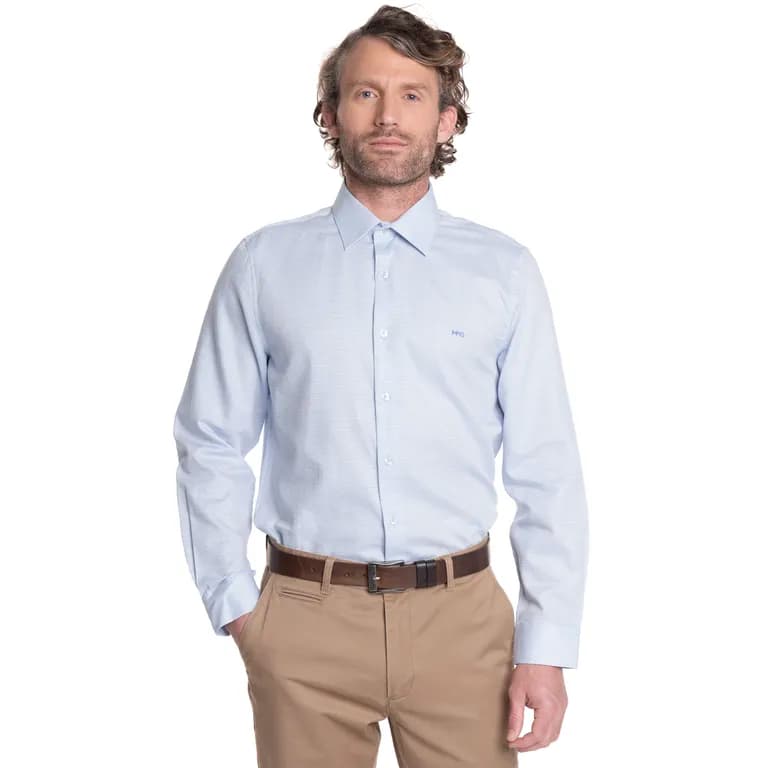 CAMISA HOMBRE MANGA LARGA JACQUARD WILLIAMSBURG Azul S