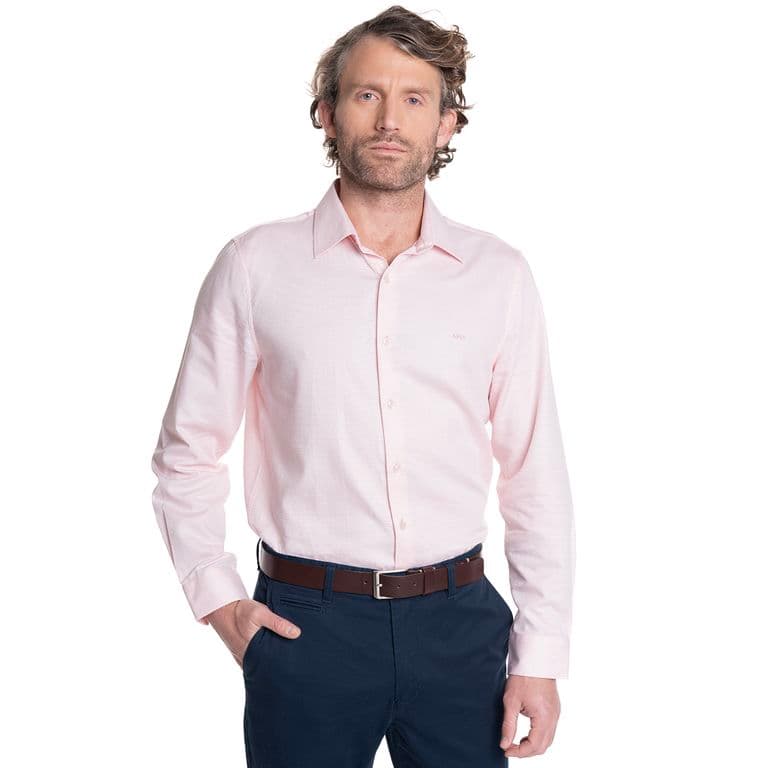 CAMISA HOMBRE MANGA LARGA JACQUARD WILLIAMSBURG Rosa 2XL