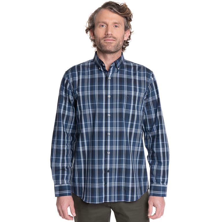 CAMISA HOMBRE MANGA LARGA ESCOCESA QUEENS Azul Marino 2XL