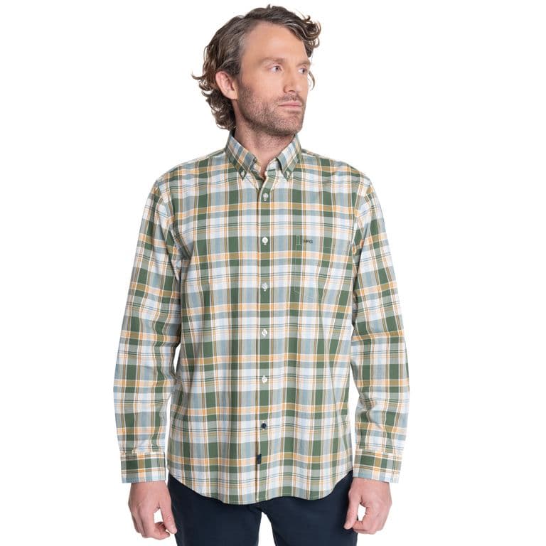 CAMISA HOMBRE MANGA LARGA ESCOCESA QUEENS Verde Musgo L