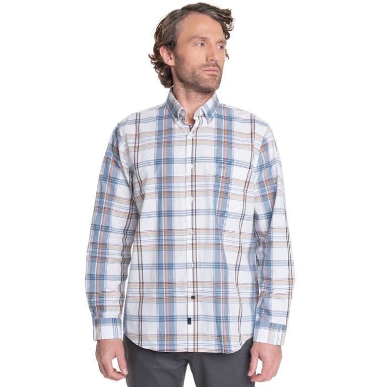 CAMISA HOMBRE MANGA LARGA ESCOCESA QUEENS Terracota M