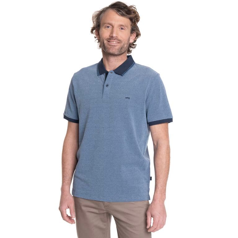 POLERA HOMBRE MANGA CORTA JACQUARD CHELSEA Celeste M